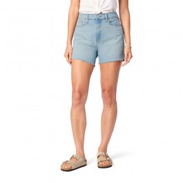 Women's mid-rise waistband fringe short jeans